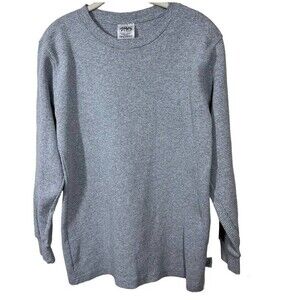 Shaka Wear Gray Thermal men Long Sleeve Crewnecks Waffle Shirt size M normcore